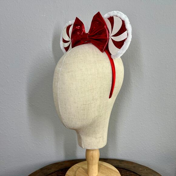 Peppermint Twist Minnie Ears | Disney-Inspired Christmas Mouse Ears Headband - Picture 3 of 5